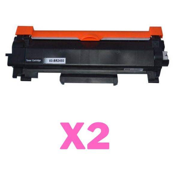 2 x Compatible Brother TN-2450 Toner Cartridge High Yield - With CHIP-Tonerkart