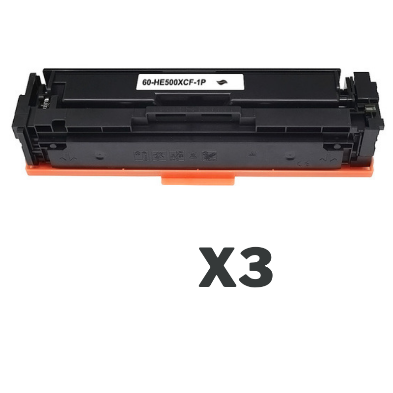 3 x Compatible HP CF500X Black Toner Cartridge 202X-Tonerkart