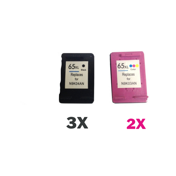 5 Pack Compatible HP 65XL Black & Colour Ink Cartridge Set (3BK,2C) N9K04AA N9K03AA-Tonerkart