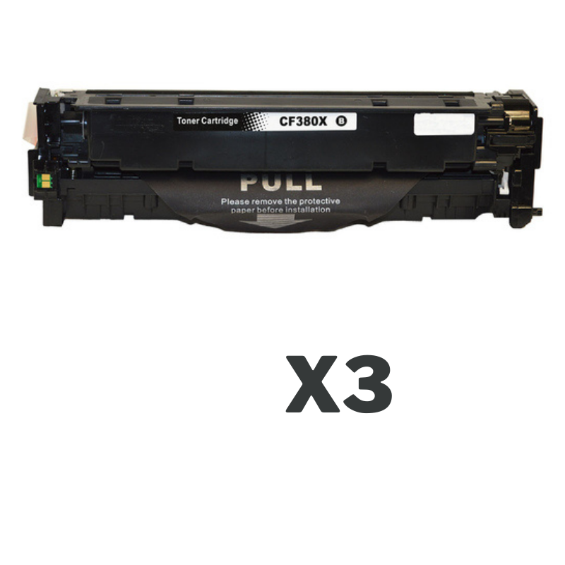 3 x Compatible HP CF380X Black Toner Cartridge 312X-Tonerkart