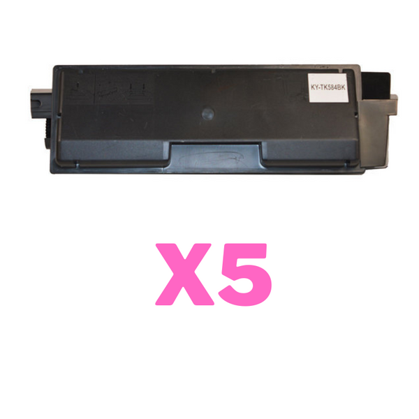 5 x Non-Genuine TK-584K Black Toner Cartridge for Kyocera FS-C5150DN-Tonerkart