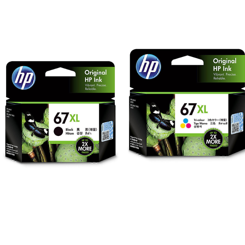 3 Pack Original HP 67XL Black & Colour Ink Cartridge Set (2BK,1C) 3YM57AA 3YM58AA-Tonerkart