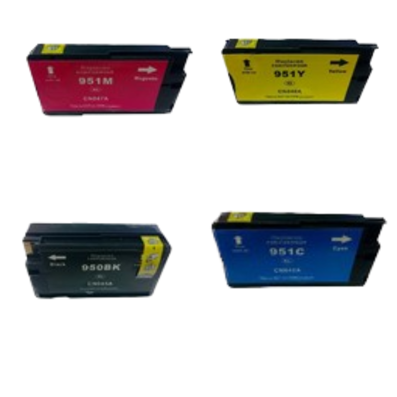 4 Pack Compatible HP 950XL 951XL Ink Cartridge Set (1BK,1C,1M,1Y) CN045AA CN046AA CN047AA CN048AA-Tonerkart
