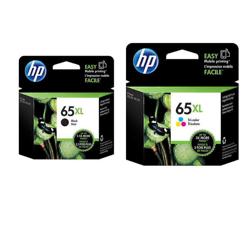 5 Pack Original HP 65XL Black & Colour Ink Cartridge Set (3BK,2C) N9K04AA N9K03AA