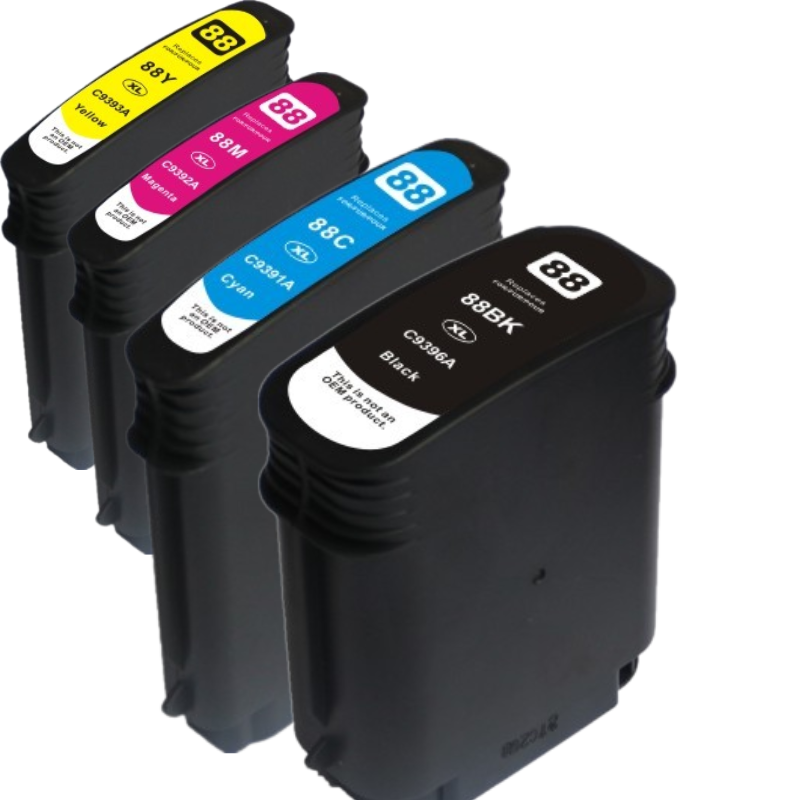 4 Pack Compatible HP 88XL Ink Cartridge Set (1BK,1C,1M,1Y) C9391A C9392A C9393A C9396A-Tonerkart
