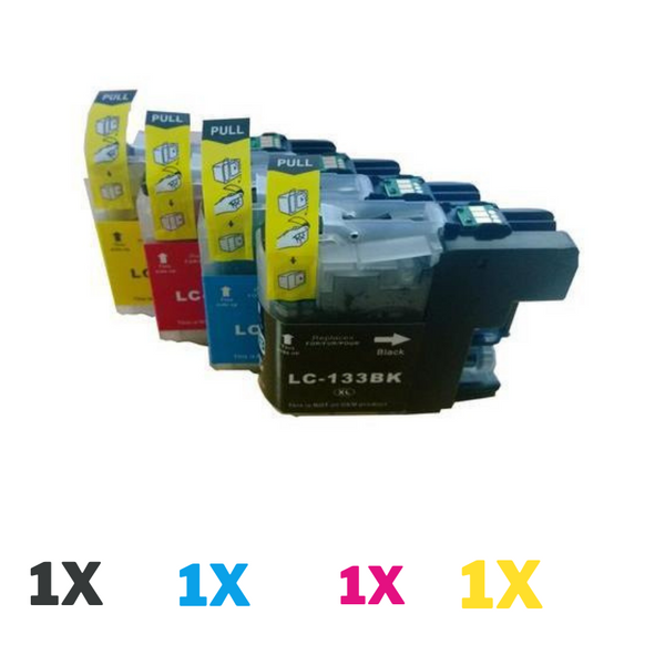 4 Pack Compatible Brother LC-133 Ink Cartridge Set (1BK,1C,1M.1Y)-Tonerkart