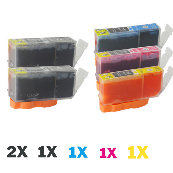 6 Pack Compatible Canon PGI-5 CLI-8 Ink Cartridge Set (2BK,1PBK,1C,1M,1Y)-tonerkart