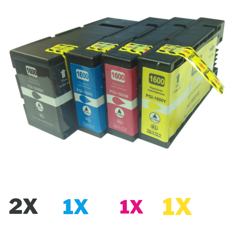 5 Pack Compatible Canon PGI-1600XL PGI1600XL Ink Cartridge High Yield Set (2BK,1C,1M,1Y)-Tonerkart