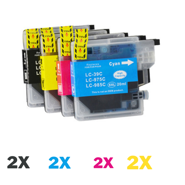 8 Pack Compatible Brother LC-39 Ink Cartridge Set (2BK,2C,2M,2Y)-Tonerkart