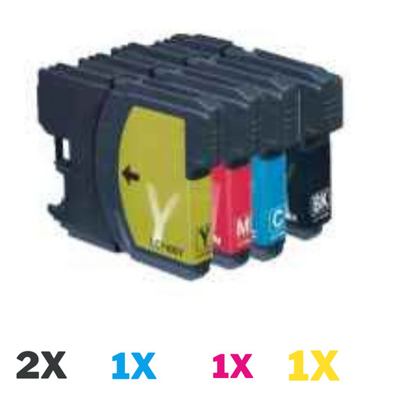 5 Pack Compatible Brother LC-67 Ink Cartridge Set (2BK,1C,1M,1Y)-Tonerkart