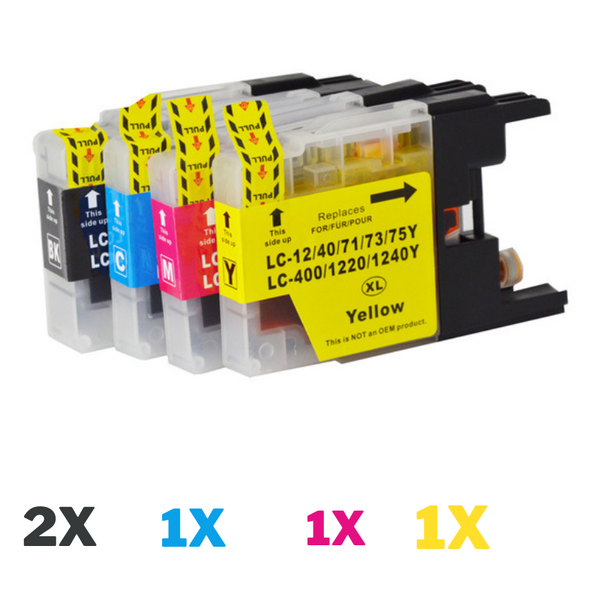 5 Pack Compatible Brother LC-73 Ink Cartridge Set (2BK,1C,1M,1Y)-Tonerkart