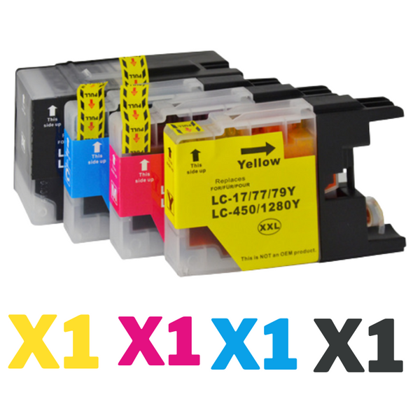 4 Pack Compatible Brother LC-77XL Ink Cartridge Set (1BK,1C,1M.1Y)-Tonerkart