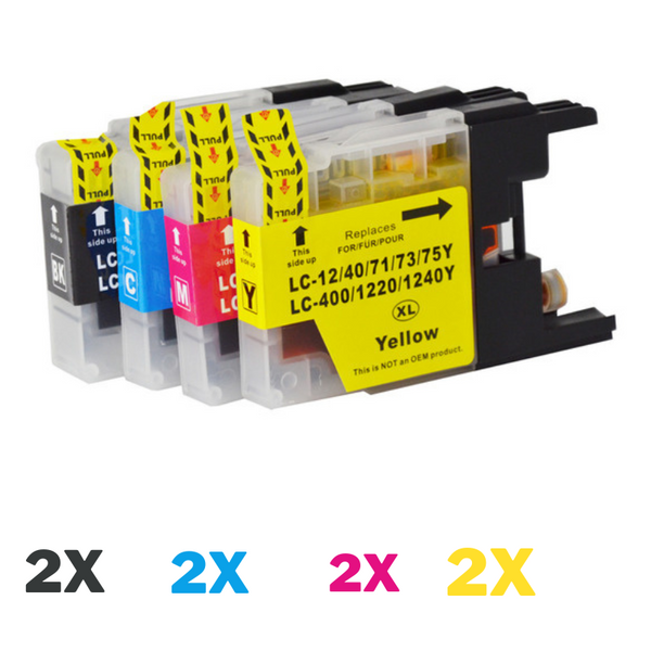 8 Pack Compatible Brother LC-73 Ink Cartridge Set (2BK,2C,2M,2Y)-Tonerkart