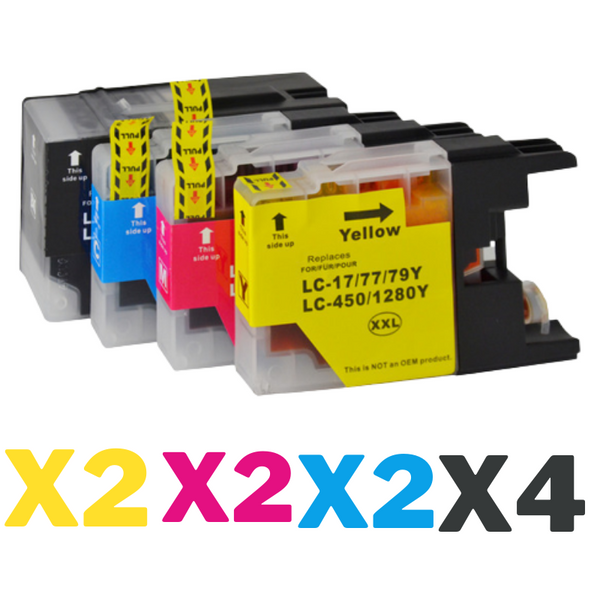 10 Pack Compatible Brother LC-77XL Ink Cartridge Set (4BK,2C,2M,2Y)-Tonerkart