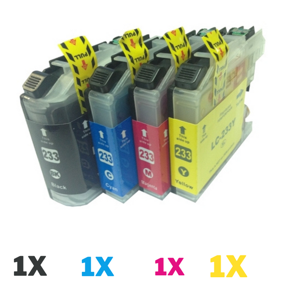 4 Pack Compatible Brother LC-233 Ink Cartridge Set (1BK,1C,1M.1Y)-Tonerkart