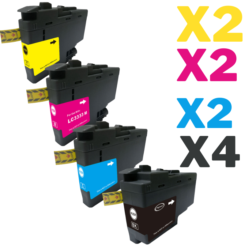 10 Pack Compatible Brother LC-3333 Ink Cartridge Set (4BK,2C,2M,2Y)-Tonerkart