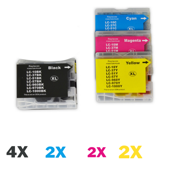 10 Pack Genuine Brother LC-37 Ink Cartridge Set (4BK,2C,2M,2Y)-Tonerkart