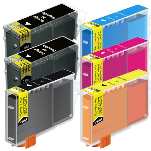 BCI-3 Black / Bci-6 Colours Compatible Inkjet Cartridge Set 6 Ink Cartridges - Tonerkart