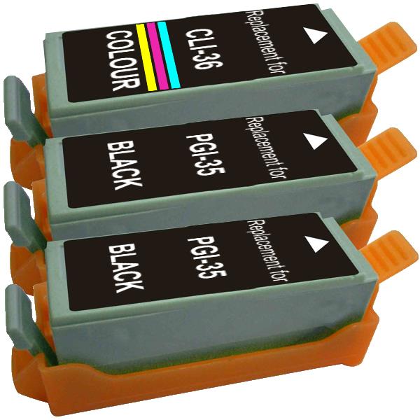 PGI-35 CLI-36 Compatible Inkjet Cartridge Set 3 Cartridges - Tonerkart
